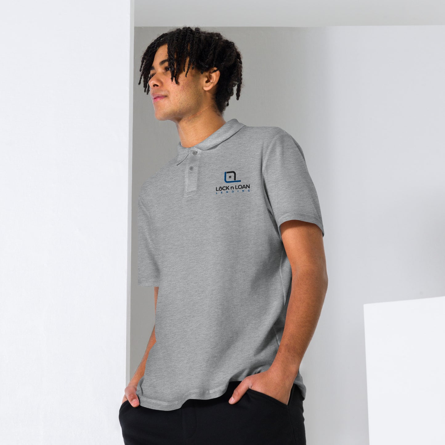 Lock n Loan - Gray polo shirt